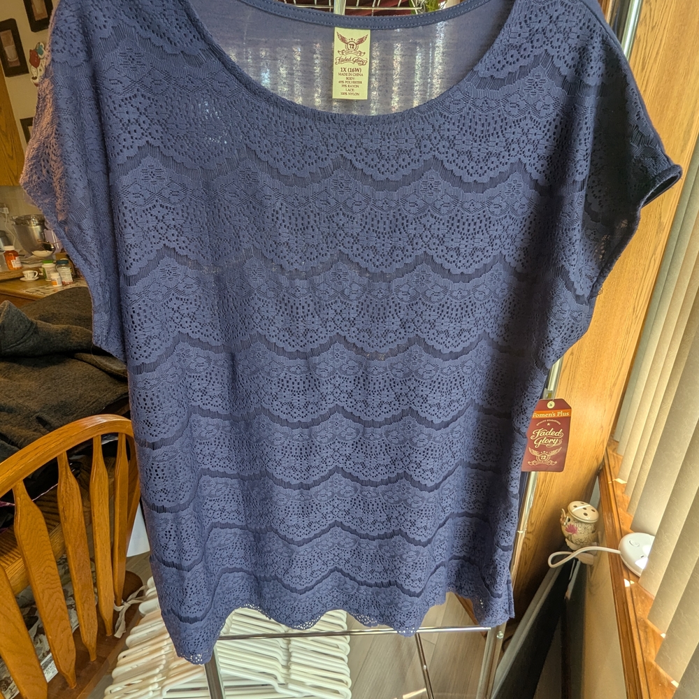 NWT Faded Glory Women's Navy Lace Blouse